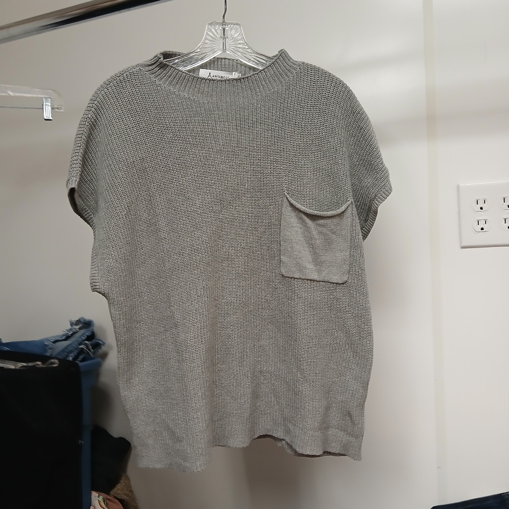 Anrabess Gray Sweater With Pocket